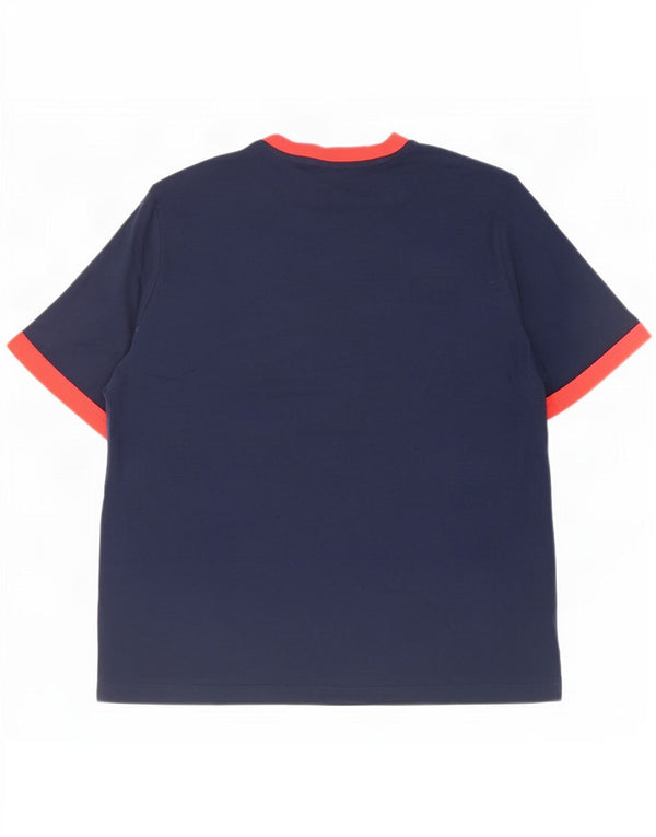 Camiseta gráfica masculina Reebok Top grande algodão colorblock azul marinho