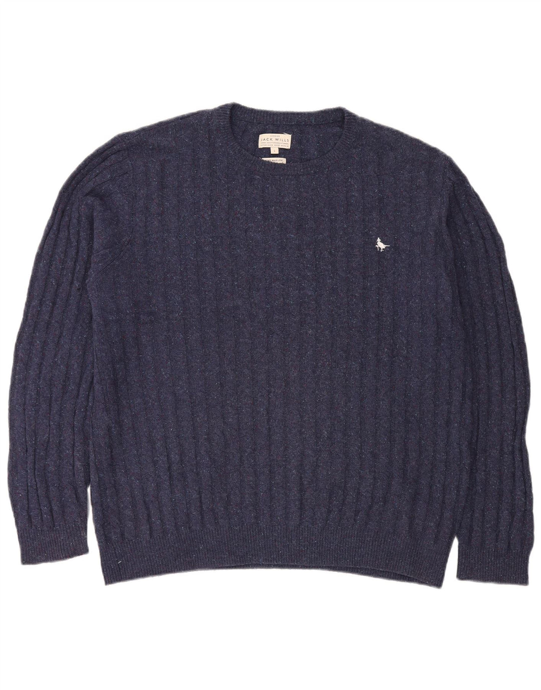 Suéter masculino JACK WILLS com gola redonda grande azul marinho manchado