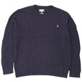 Suéter masculino JACK WILLS com gola redonda grande azul marinho manchado
