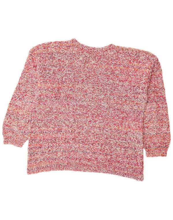 Suéter feminino VINTAGE com gola canoa UK 18 XL rosa manchado