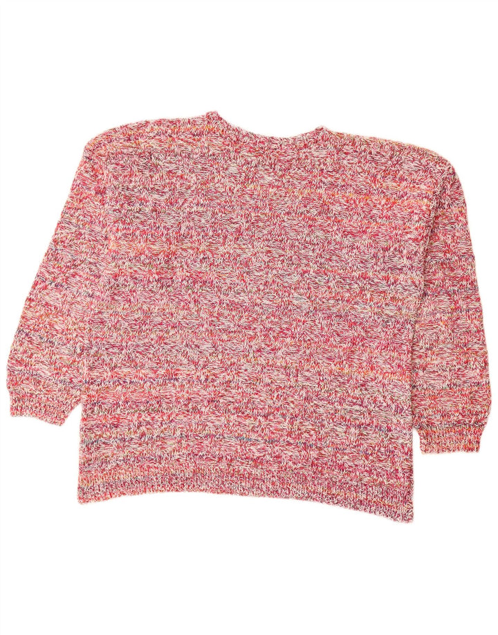 Suéter feminino VINTAGE com gola canoa UK 18 XL rosa manchado