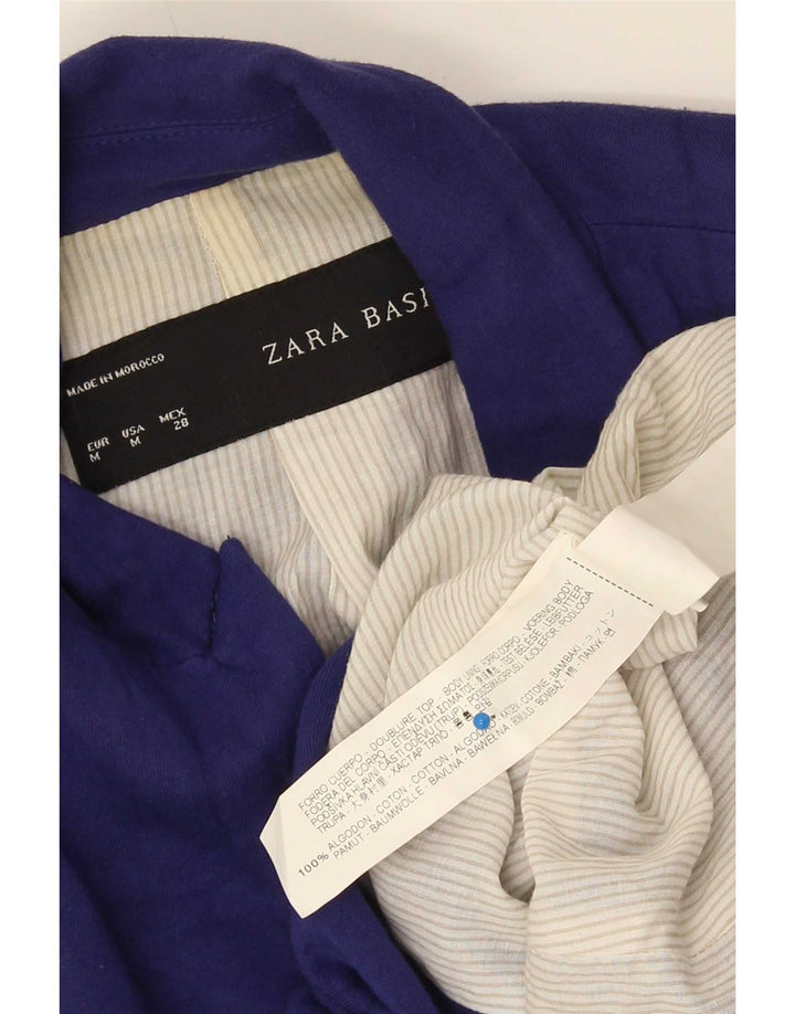 Jaqueta blazer feminina Zara com 1 botão Reino Unido 12 algodão azul médio