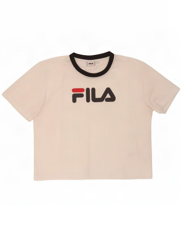Fila Womens Graphic T-Shirt Top UK 16 Grande Poliéster Branco