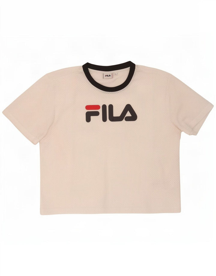 Fila Womens Graphic T-Shirt Top UK 16 Grande Poliéster Branco