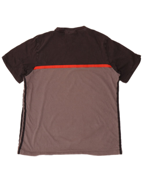 Adidas Mens Graphic T-Shirt Top Grande Preto Colorblock Algodão