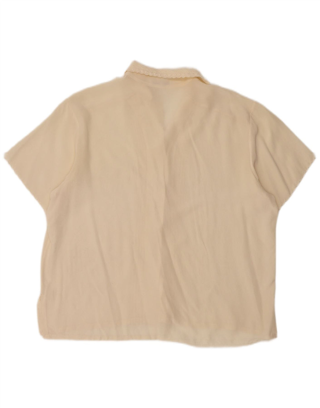 Blusa feminina vintage de manga curta UK 14 seda branca média