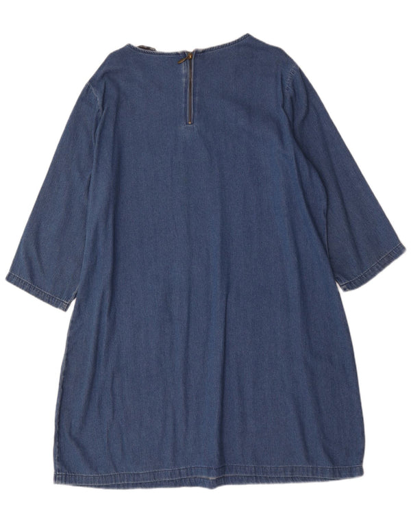 Vestido jeans feminino Marks & Spencer manga 3/4 grande tamanho UK 16 grande azul