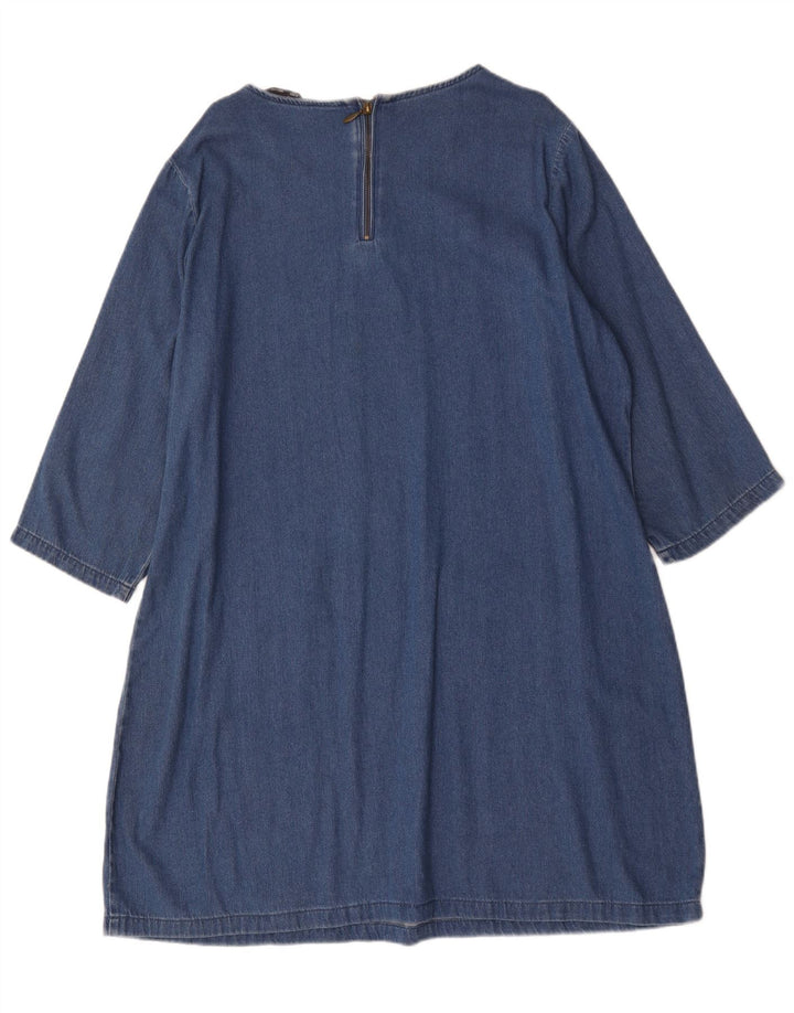 Vestido jeans feminino Marks & Spencer manga 3/4 grande tamanho UK 16 grande azul