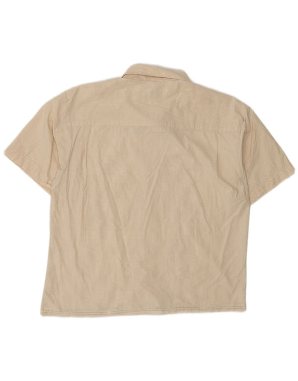 Camisa masculina de manga curta Izod 2XL algodão guingão bege