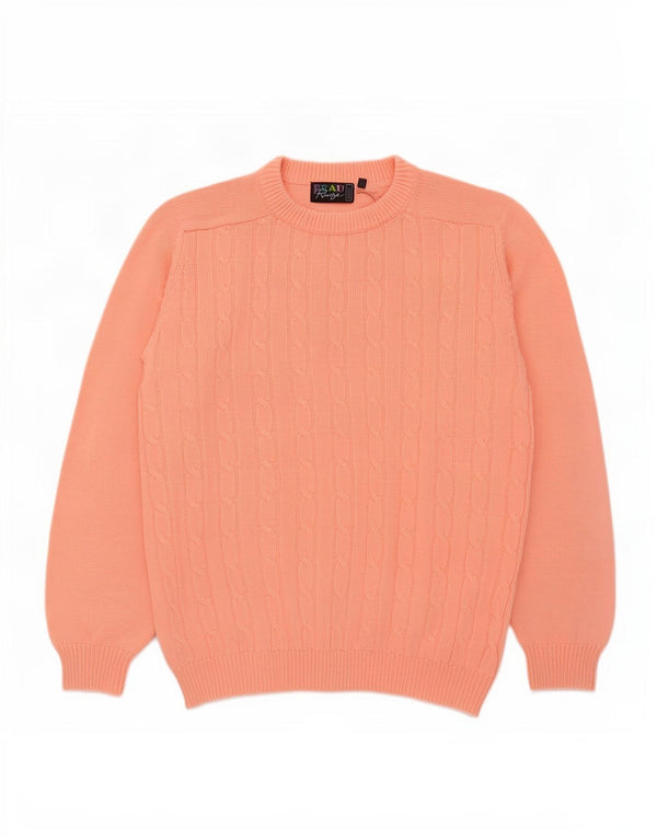 Suéter feminino vintage com gola redonda grande, Reino Unido 16, laranja grande