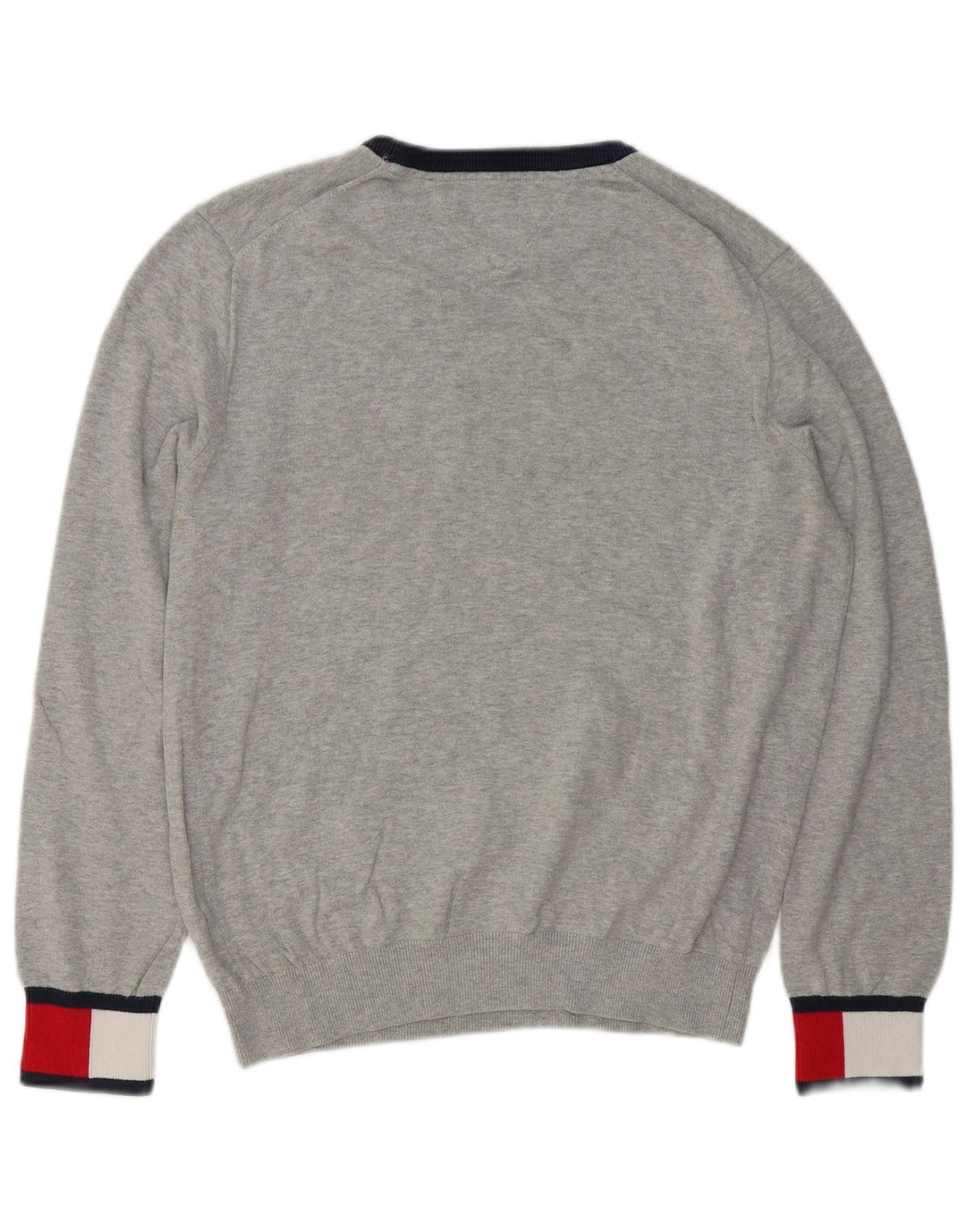 Suéter masculino TOMMY HILFIGER com gola redonda e bloco colorido cinza médio