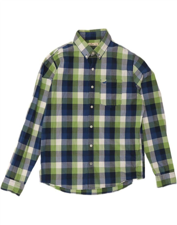Camisa masculina Hollister grande algodão xadrez multicolorido