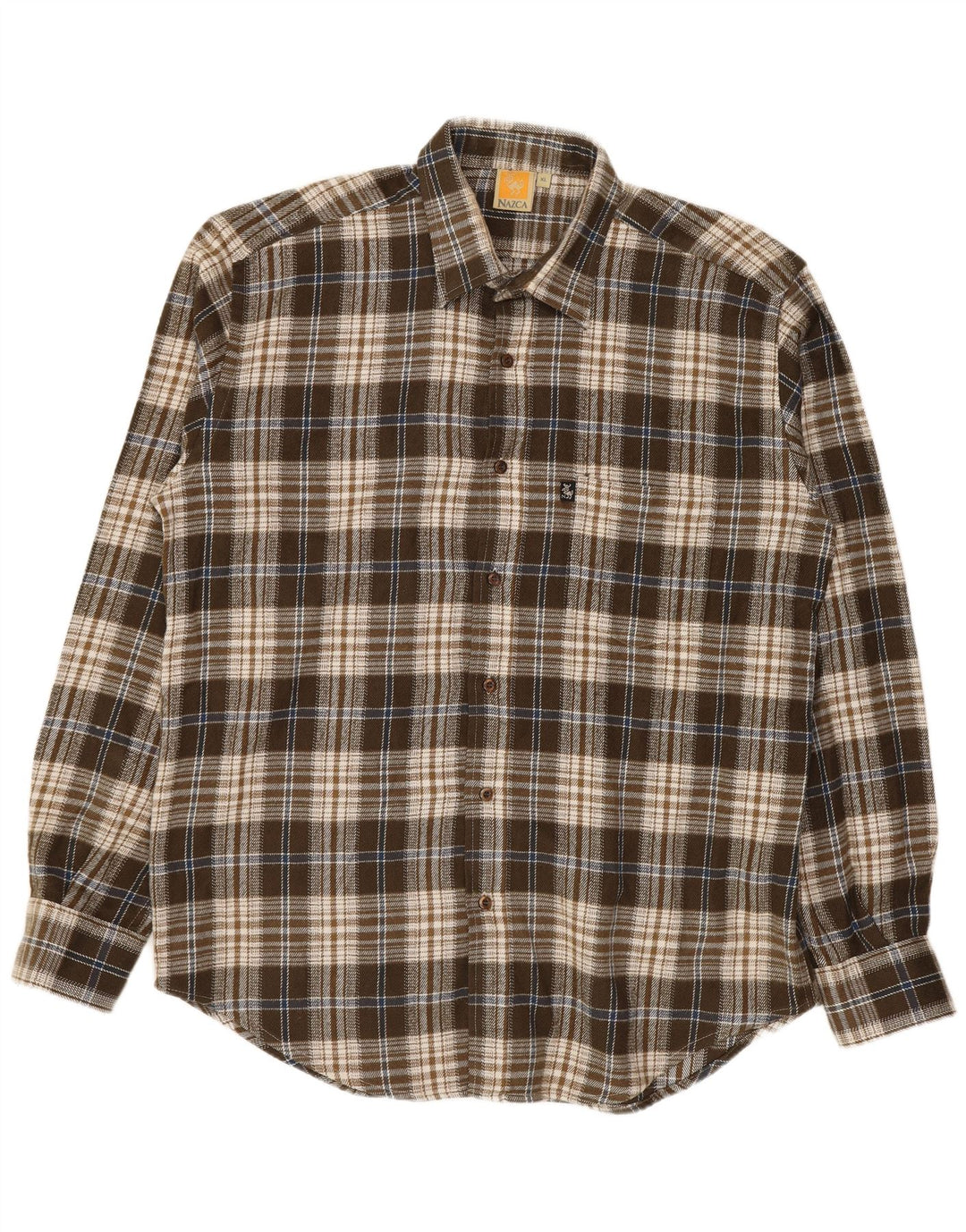 Camiseta masculina Nazca XL marrom xadrez acrílica