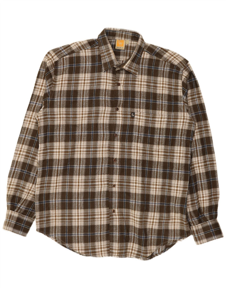 Camiseta masculina Nazca XL marrom xadrez acrílica