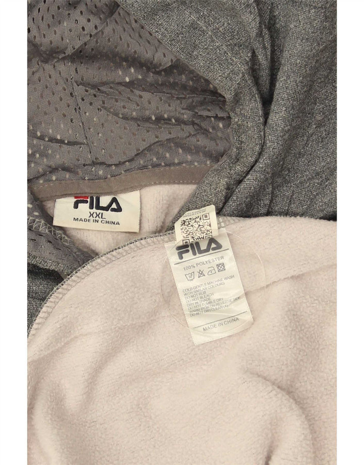 Fila Mens Graphic Hoodie Jumper 2XL Cinza Colourblock Poliéster