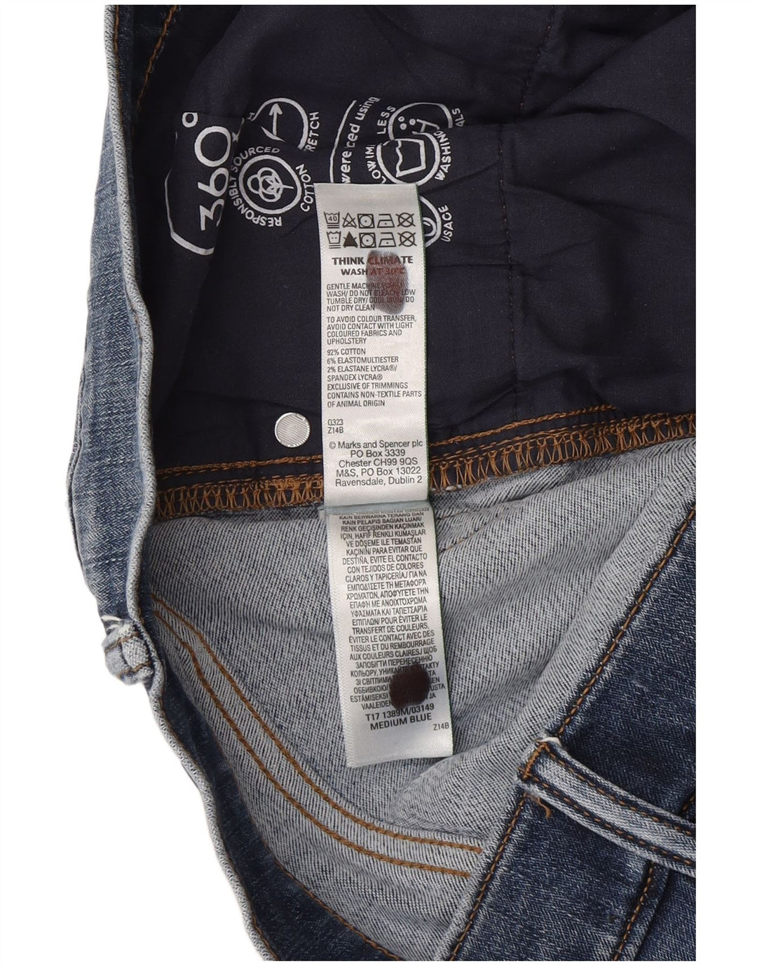 Jeans retos masculinos Marks & Spencer W32 L29 algodão azul