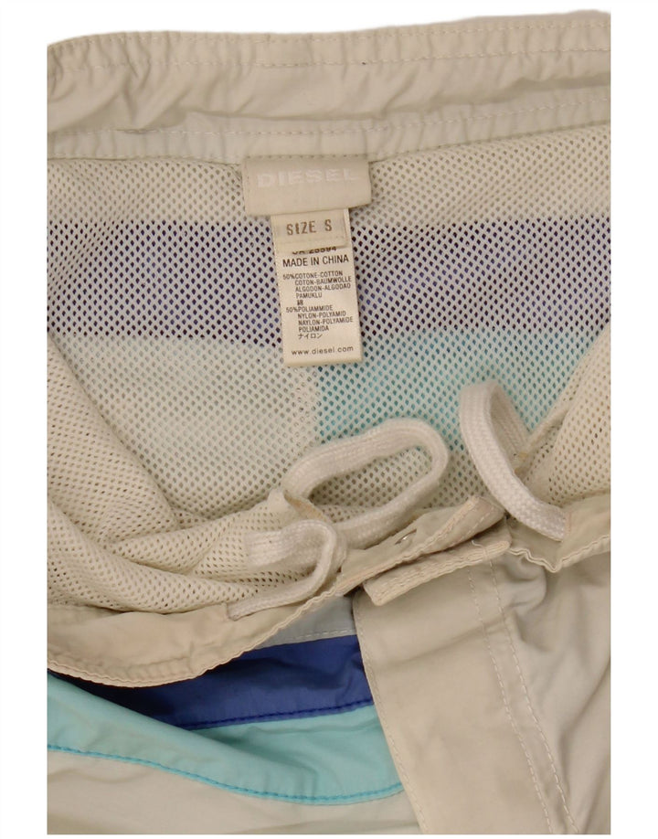 Shorts de natação masculino DIESEL pequeno algodão listrado branco