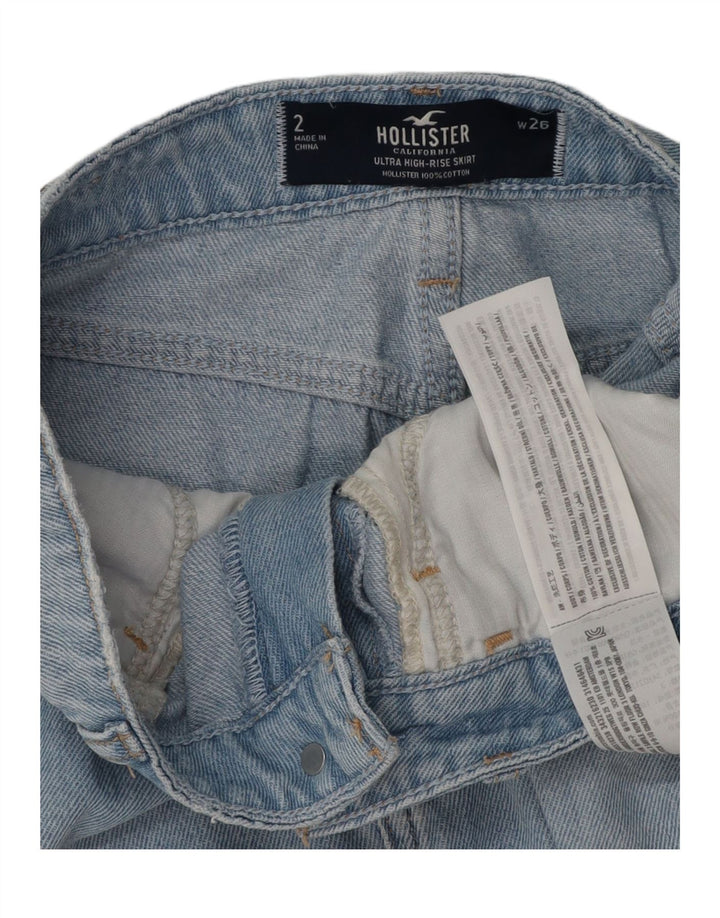 Saia jeans feminina HOLLISTER EUA 2 XS W26 algodão azul