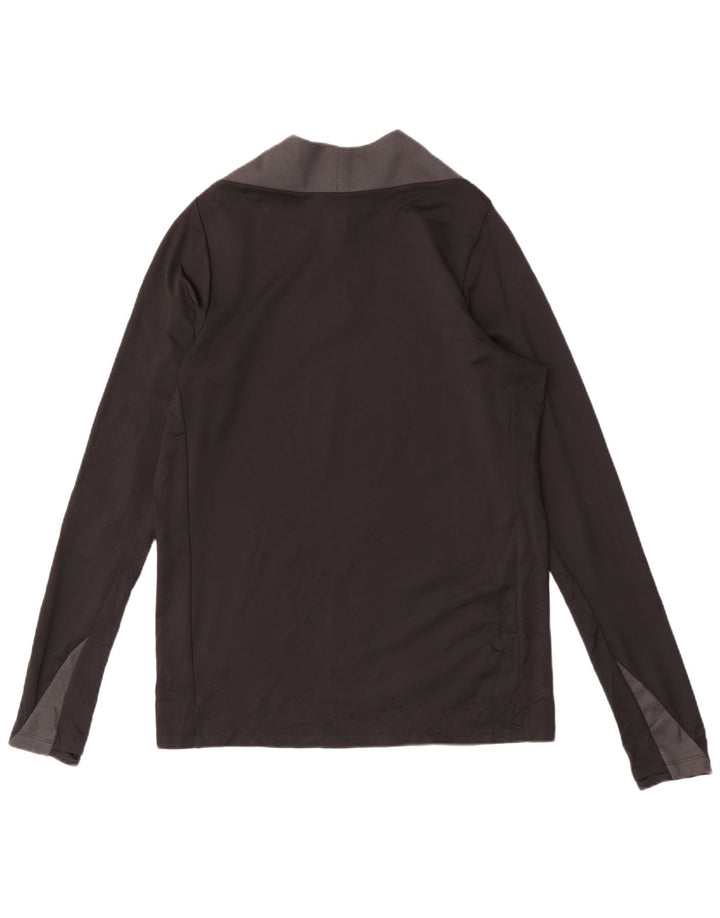 NIKE Masculino Dri Fit Zip Neck Pullover Treino Top Médio Preto Colourblock