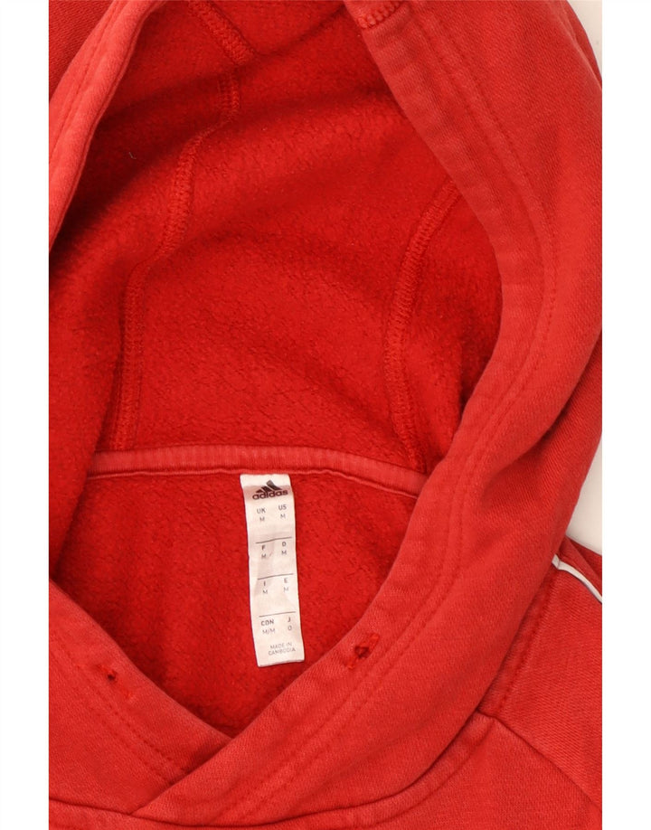 ADIDAS Mens Hoodie Jumper Médio Algodão Vermelho
