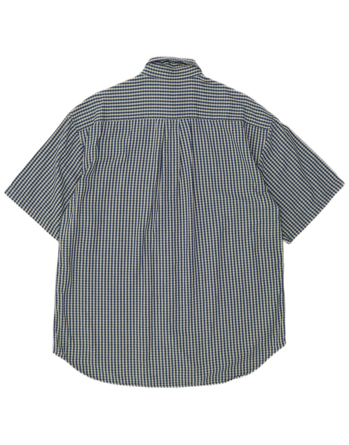 Camisa masculina Dockers de manga curta azul médio algodão guingão