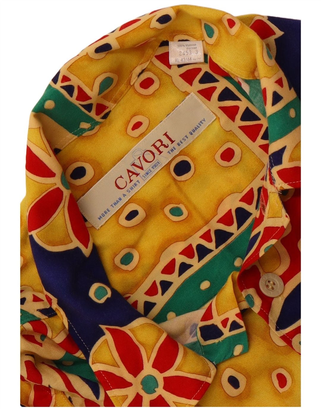 Camisa masculina de manga curta Cavori tamanho 43/44 XL patchwork multicolorido