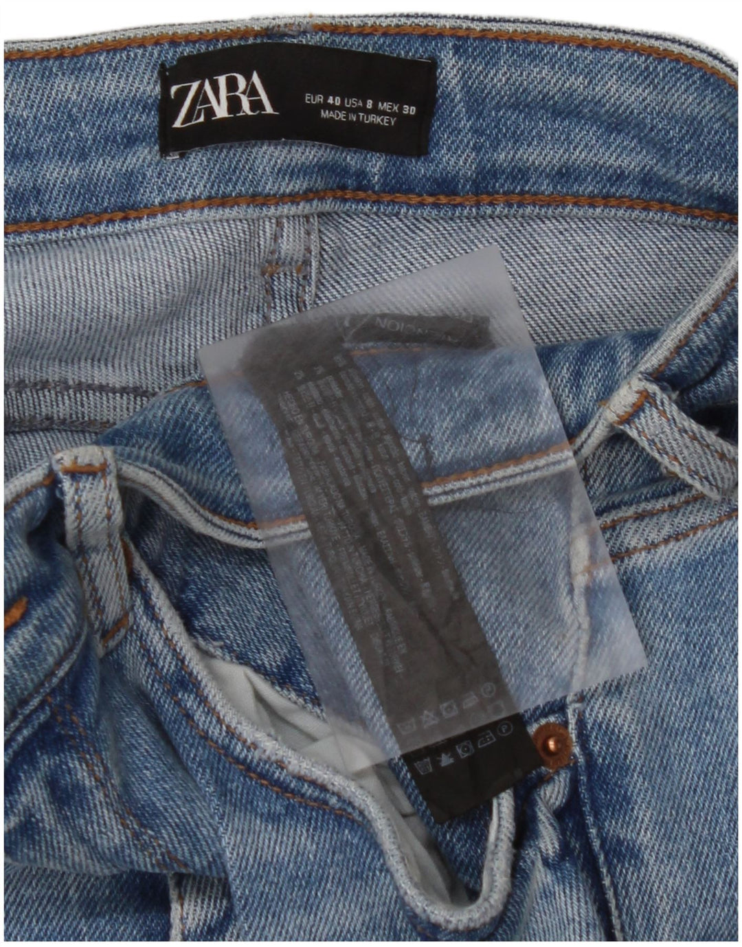 ZARA Calça Jeans Skinny Feminina Crop Distressed EU 40 Médio W30 L26 Azul Algodão