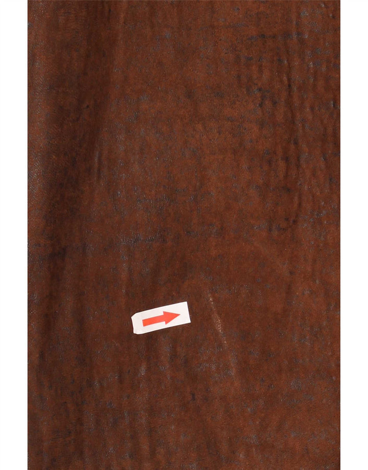 Casaco de couro masculino vintage UK 40 grande marrom