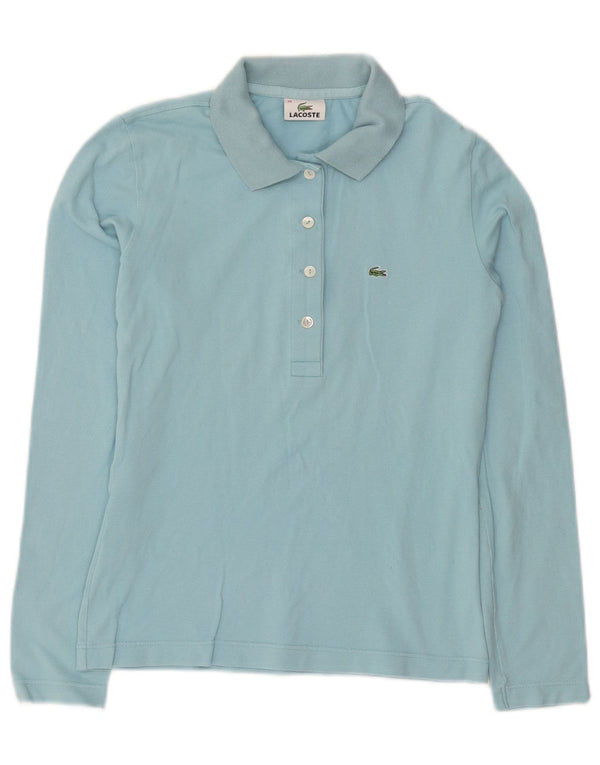 Camisa polo feminina de manga comprida Lacoste tamanho 38 algodão turquesa médio