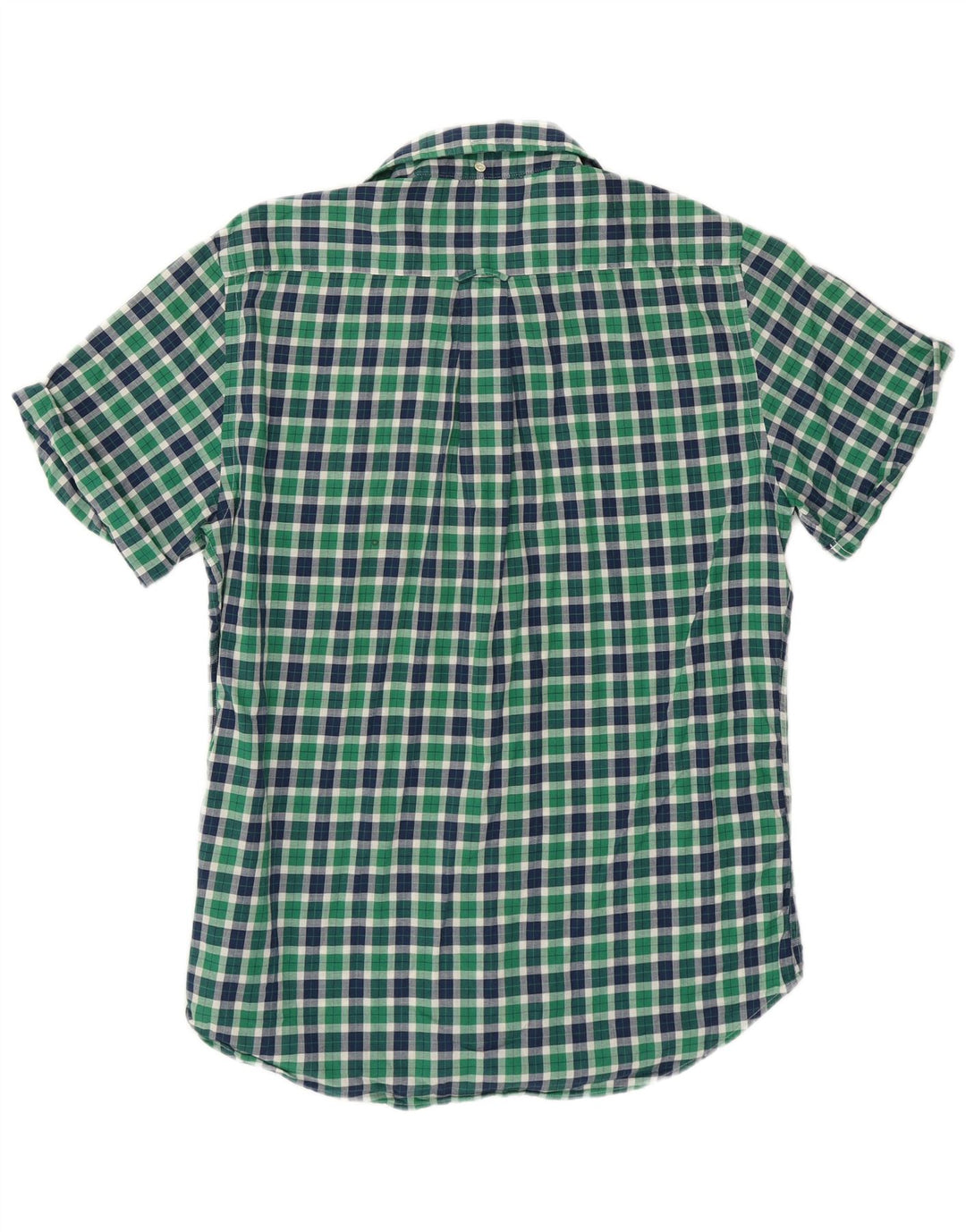 Camisa masculina Rugger de manga curta Gant algodão xadrez verde médio