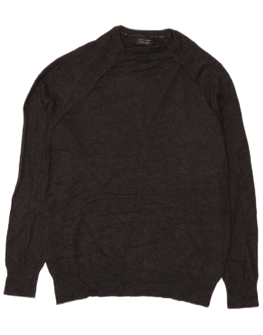 Zara Suéter masculino com gola redonda cinza médio