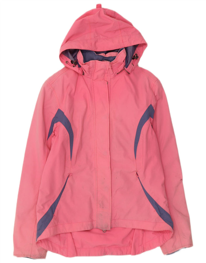 Jaqueta de chuva feminina com capuz exclusiva Musto Reino Unido 12 bloco colorido rosa médio