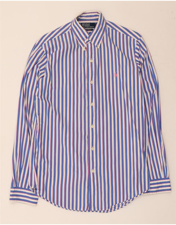 Polo Ralph Lauren Mens Custom Fit Camisa Tamanho 38 15 Médio Azul Listrado