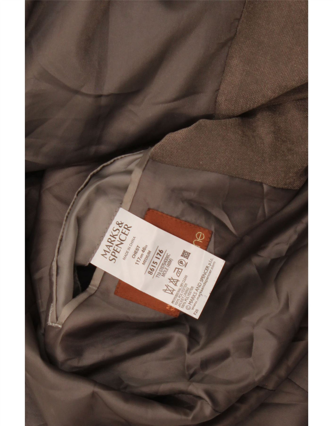 Jaqueta blazer masculina de 3 botões Marks & Spencer Reino Unido 46 XL cinza poliéster
