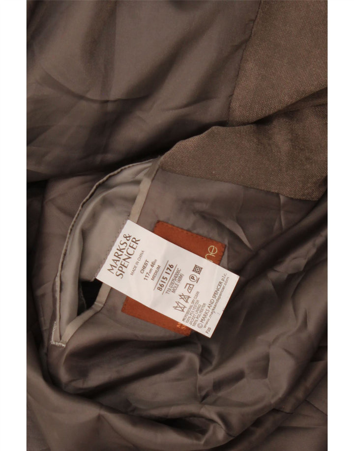 Jaqueta blazer masculina de 3 botões Marks & Spencer Reino Unido 46 XL cinza poliéster
