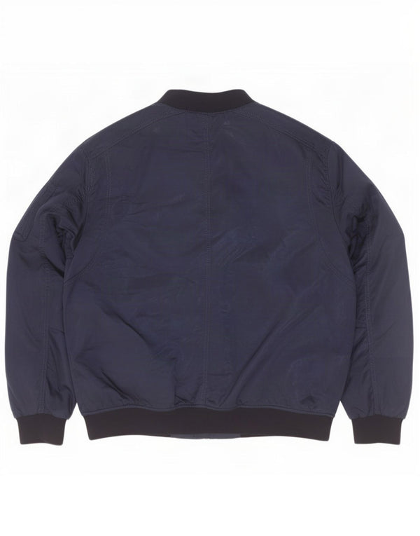 Zara Mens Bomber Jacket UK 44 2XL Navy Blue Colourblock Polyester