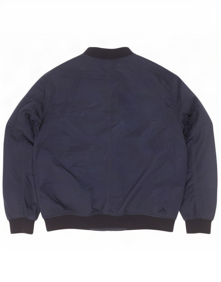 Jaqueta bomber masculina Zara UK 44 2XL poliéster colorblock azul marinho