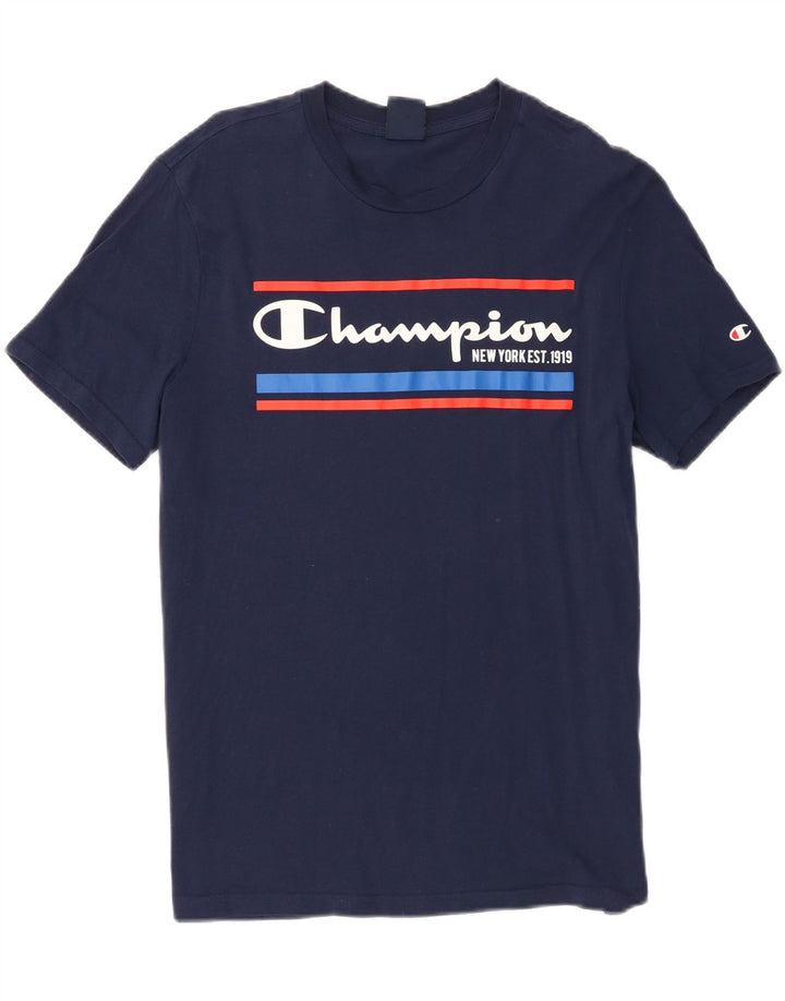 Camiseta gráfica masculina Champion Top Médio Azul Marinho