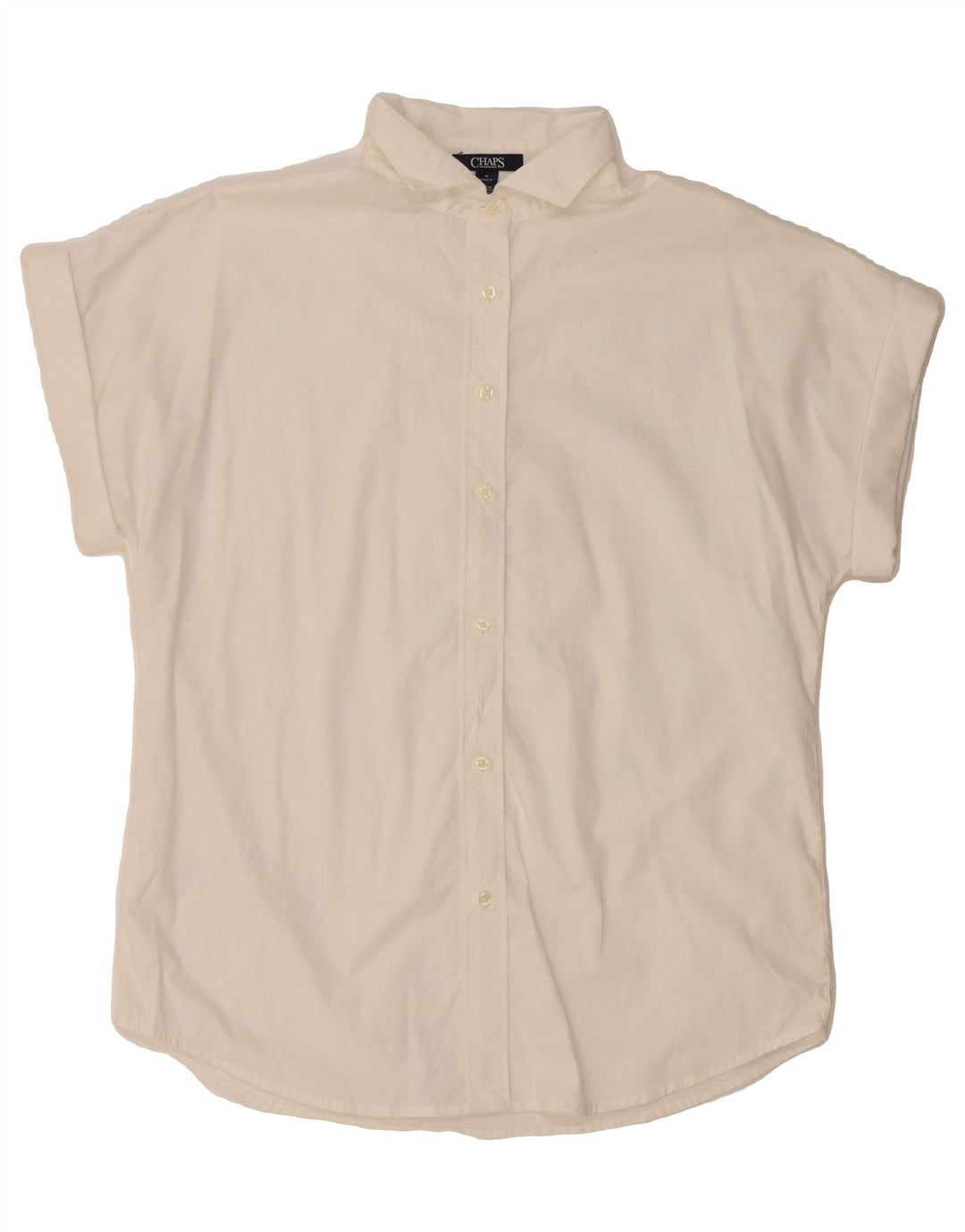 CHAPS Womens Short Sleeve Shirt UK 14 Medium White Cotton Vintage Chaps and Second-Hand Chaps from Messina Hembry 