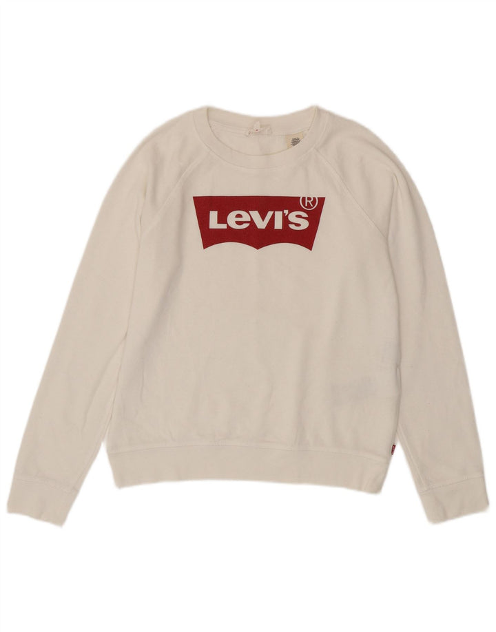 Moletom feminino Levi's com estampa oversized, Reino Unido 10 pequeno algodão branco