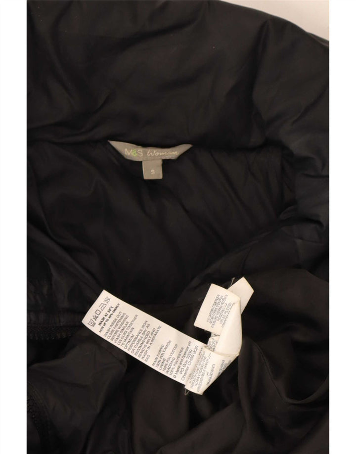 Casaco feminino acolchoado com capuz grande Marks & Spencer Reino Unido 10 pequeno preto
