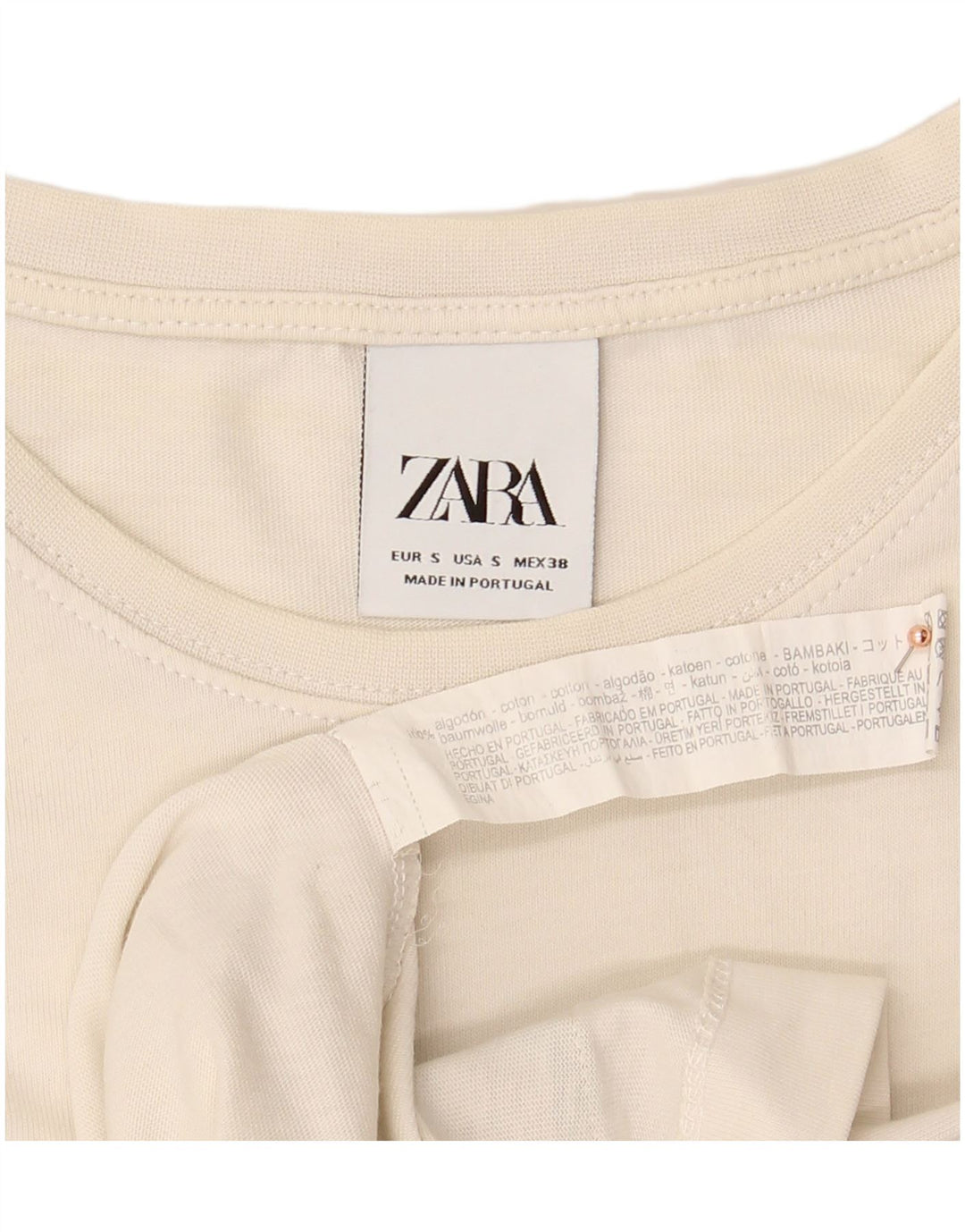 Top gráfico masculino ZARA manga comprida pequeno algodão branco