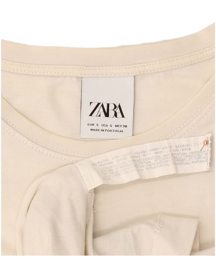 Top gráfico masculino ZARA manga comprida pequeno algodão branco