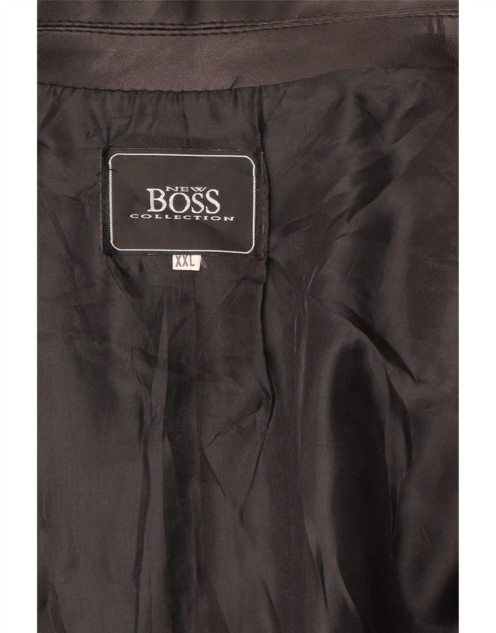 Jaqueta blazer masculina de couro Hugo Boss com 4 botões Reino Unido 44 2XL preta