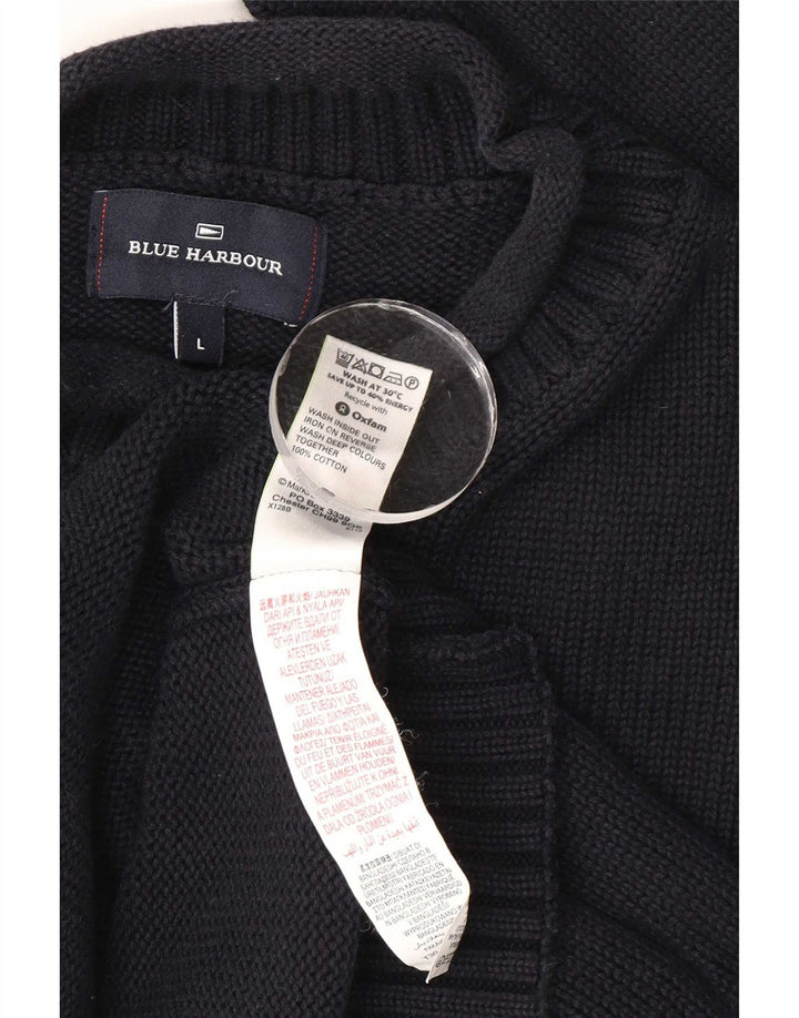 Suéter masculino Marks & Spencer com gola tartaruga grande azul marinho