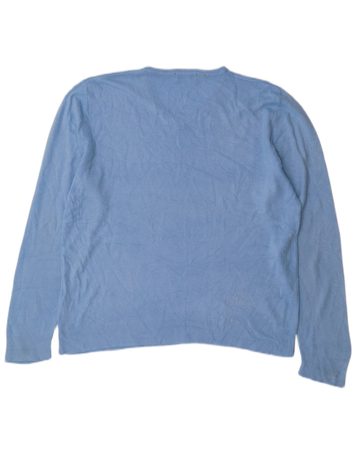 Suéter masculino Marks & Spencer Blue Harbor com decote em V grande acrílico