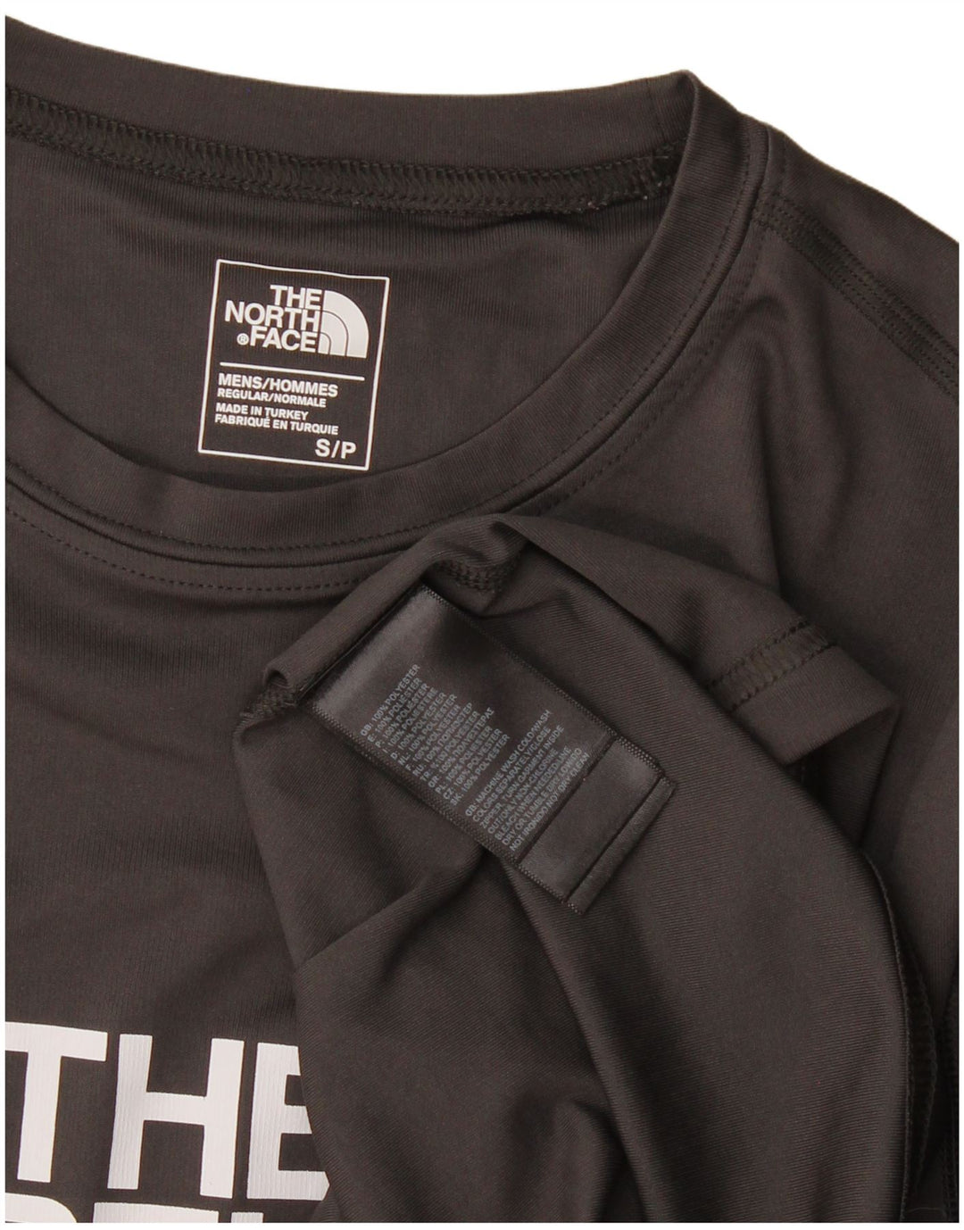 Camiseta gráfica masculina The North Face, pequena, preta, poliéster