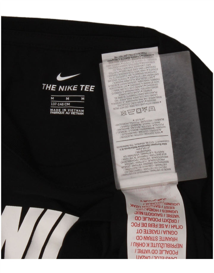 NIKE Girls Crop Graphic Top manga comprida 10-11 anos médio preto algodão