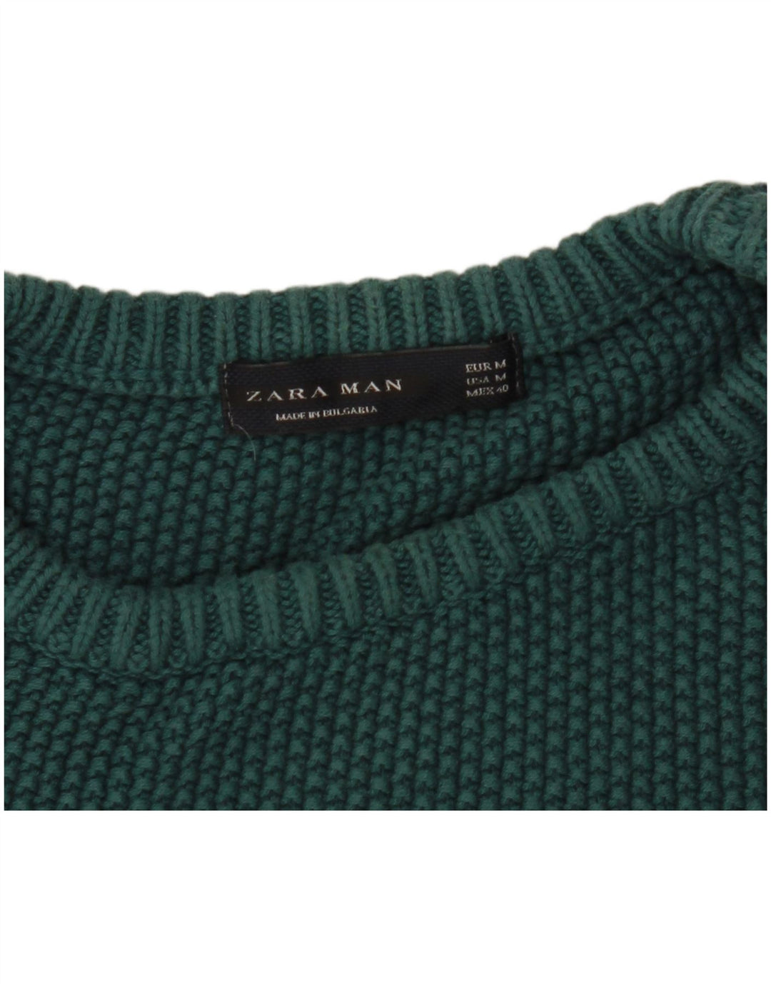 Zara Suéter masculino com gola redonda verde médio