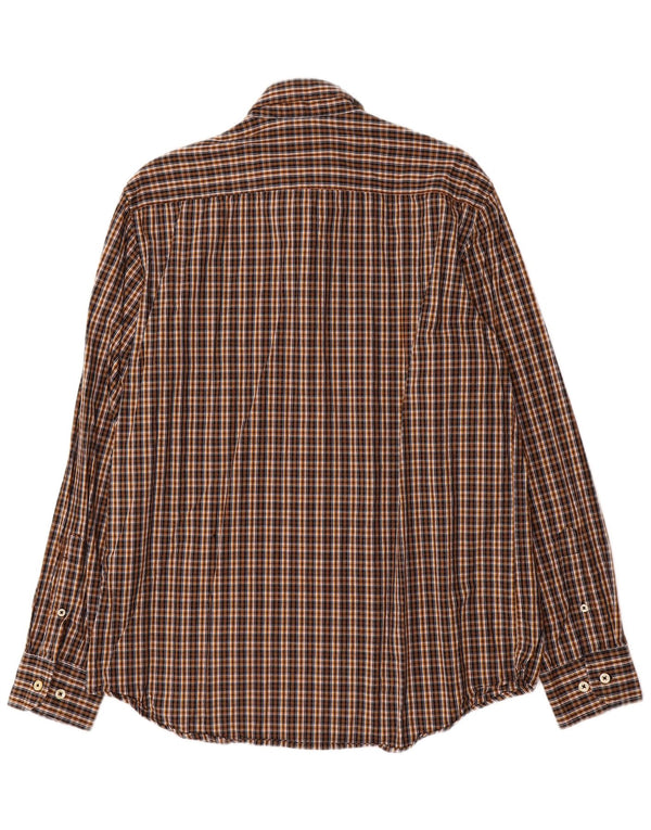 Camisa masculina de flanela Carrera Regular Fit grande algodão xadrez marrom